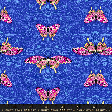 Ruby Star Society GLOW GARDEN: Morning Moth-Blacklight (1/4 Yard)