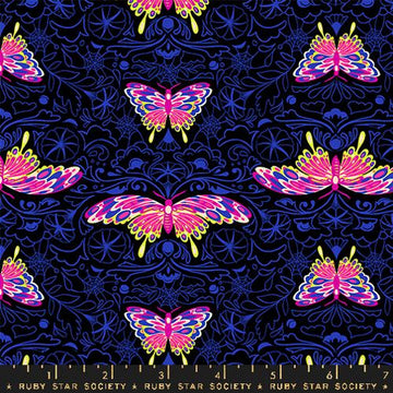 Ruby Star Society GLOW GARDEN: Morning Moth-Black (1/4 Yard)