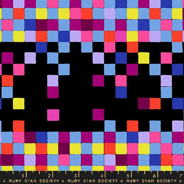 Ruby Star Society GLOW GARDEN: Pixels-Black (1/4 Yard)