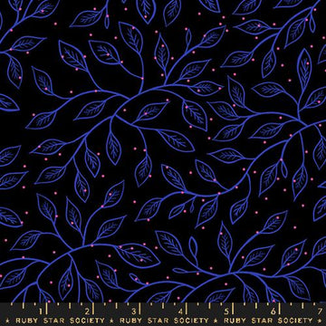 Ruby Star Society GLOW GARDEN: Wandering Vine-Black (1/4 Yard)