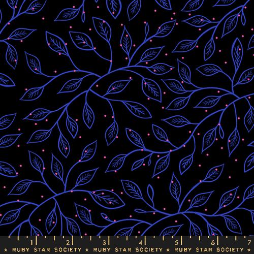 Ruby Star Society GLOW GARDEN: Wandering Vine-Black (1/4 Yard)