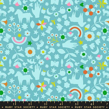 Ruby Star Society CATNAP: Little Luck-Turquoise (1/4 Yard)