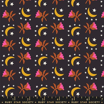 Ruby Star Society CATNAP: Moonflower-Black (1/4 Yard)