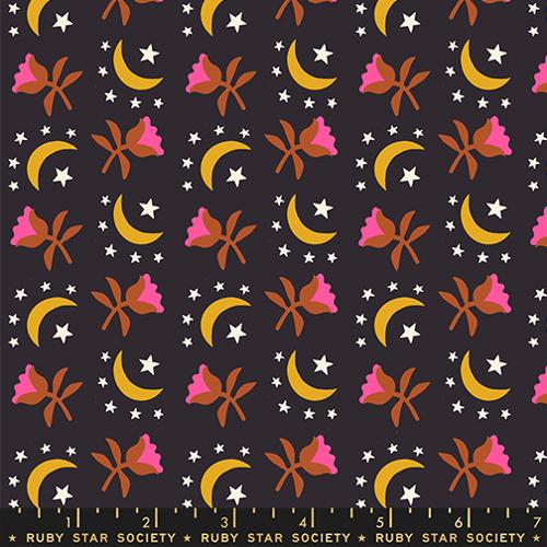 Ruby Star Society CATNAP: Moonflower-Black (1/4 Yard)