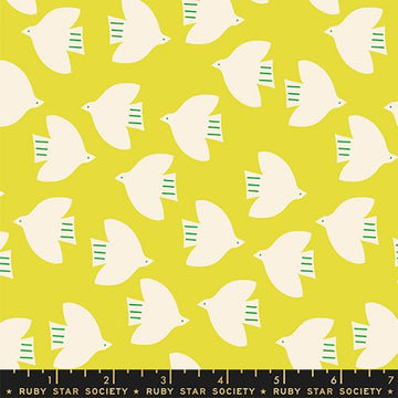 Ruby Star Society CATNAP: Birds-Citron (1/4 Yard)