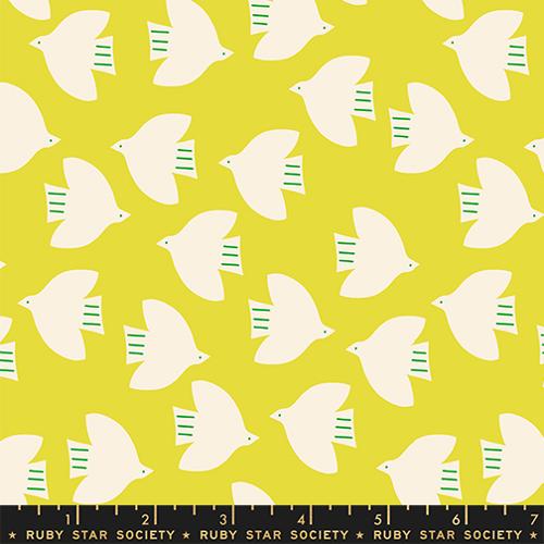Ruby Star Society CATNAP: Birds-Citron (1/4 Yard)