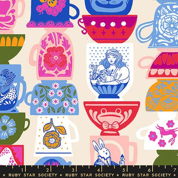 Ruby Star Society HELLO ALICE: Tea Party-Shell (1/4 Yard)