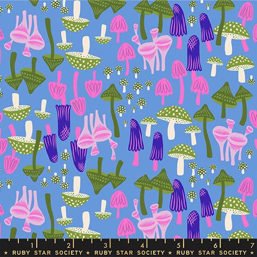 Ruby Star Society HELLO ALICE: Mushroom Land-Lindley Blue (1/4 Yard)