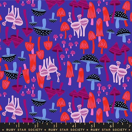Ruby Star Society HELLO ALICE: Mushroom Land-Blacklight (1/4 Yard)