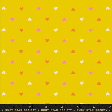 Ruby Star Society BEST DAY EVER: Hearts-Golden Hour (1/4 Yard)
