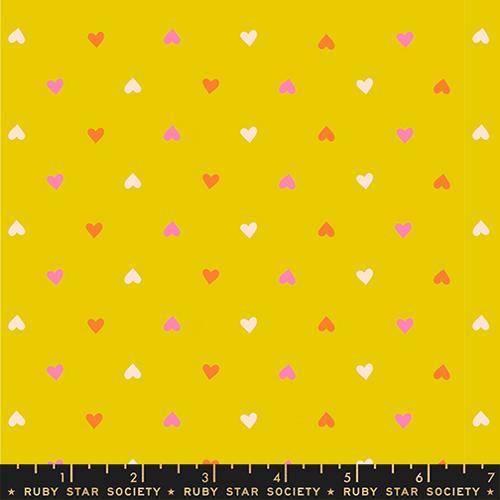Ruby Star Society BEST DAY EVER: Hearts-Golden Hour (1/4 Yard)