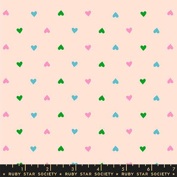 Ruby Star Society BEST DAY EVER: Hearts-Peach Cream (1/4 Yard)