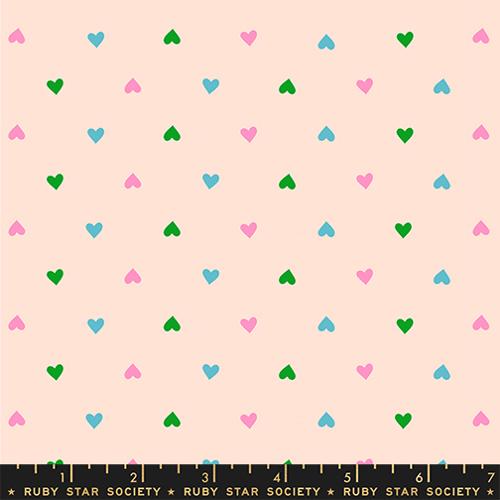 Ruby Star Society BEST DAY EVER: Hearts-Peach Cream (1/4 Yard)