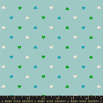Ruby Star Society BEST DAY EVER: Hearts-Turquoise (1/4 Yard)
