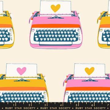 Ruby Star Society BEST DAY EVER: Typewriter-Natural (1/4 Yard)