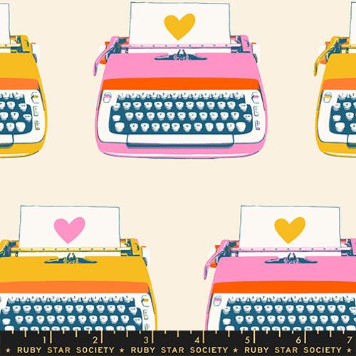 Ruby Star Society BEST DAY EVER: Typewriter-Natural (1/4 Yard)