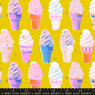 Ruby Star Society BEST DAY EVER: Ice Cream-Metallic Golden (1/4 Yard)