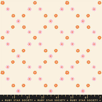 Ruby Star Society BEST DAY EVER: Diamond Flowers-Posy & Orange (1/4 Yard)