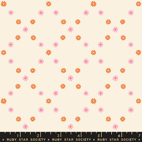 Ruby Star Society BEST DAY EVER: Diamond Flowers-Posy & Orange (1/4 Yard)