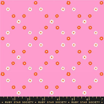 Ruby Star Society BEST DAY EVER: Diamond Flowers-Flamingo (1/4 Yard)