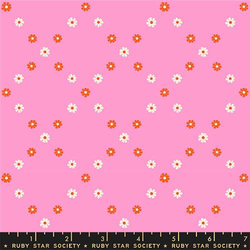 Ruby Star Society BEST DAY EVER: Diamond Flowers-Flamingo (1/4 Yard)