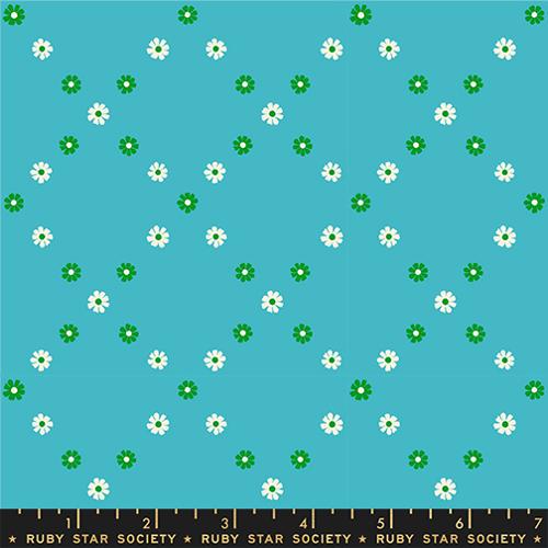 Ruby Star Society BEST DAY EVER: Diamond Flowers-Dark Turquoise (1/4 Yard)