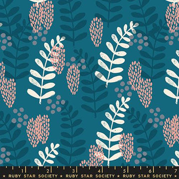Ruby Star Society REIMAGINED LANDSCAPES: Fern Dell-Teal (1/4 Yard)