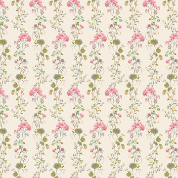 ELEGANCE: Floral Stripe-Cream (1/4 Yard)