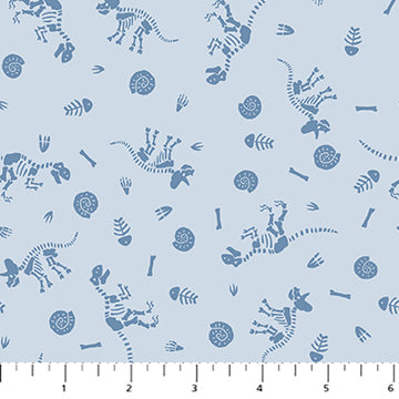 FOSSIL FOLKS: Fossils-Blue (1/4 Yard)