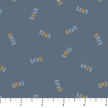 FOSSIL FOLKS: Rawr-Navy (1/4 Yard)