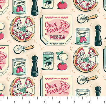 OVEN FRESH: Pizza-Cream (1/4 Yard)
