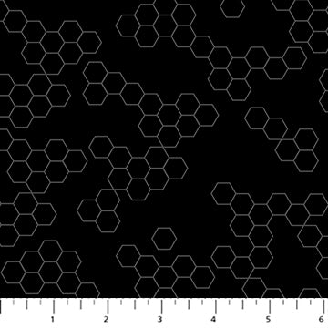 DUSK: Hexies-Black/Gray (1/4 Yard)