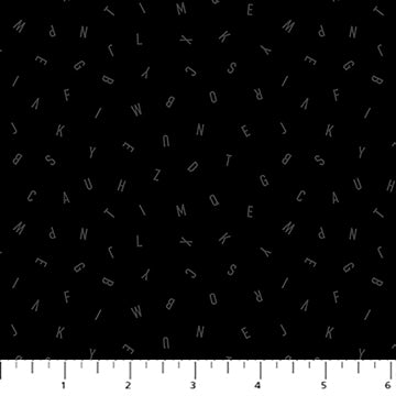 DUSK: Letters-Black/Gray (1/4 Yard)