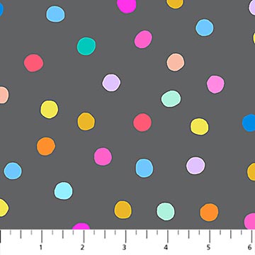 DEWFALL: Pompoms-Gray/Multi (1/4 Yard)