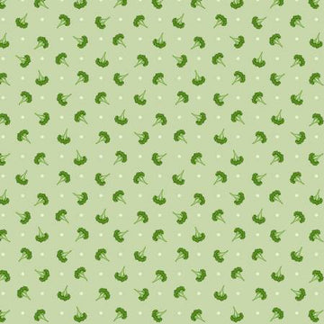 The Kitchen Garden: Polka Dot Broccoli- Light Green (1/4 Yard)