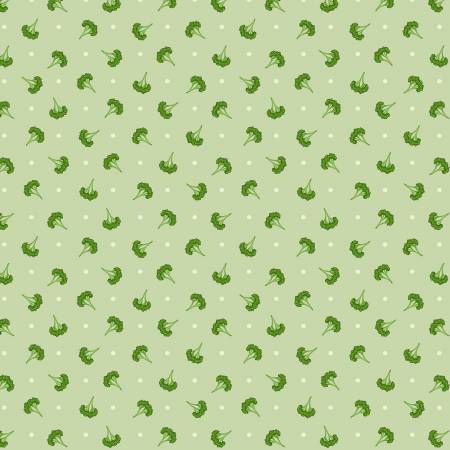 The Kitchen Garden: Polka Dot Broccoli- Light Green (1/4 Yard)