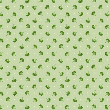 The Kitchen Garden: Polka Dot Broccoli- Light Green (1/4 Yard)