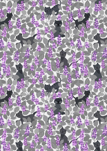 PURFECT BOOK CLUB: Catnip-Grey and Purples (1/4 Yard)