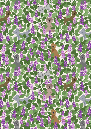 PURFECT BOOK CLUB: Catnip-Multi on Cream (1/4 Yard)