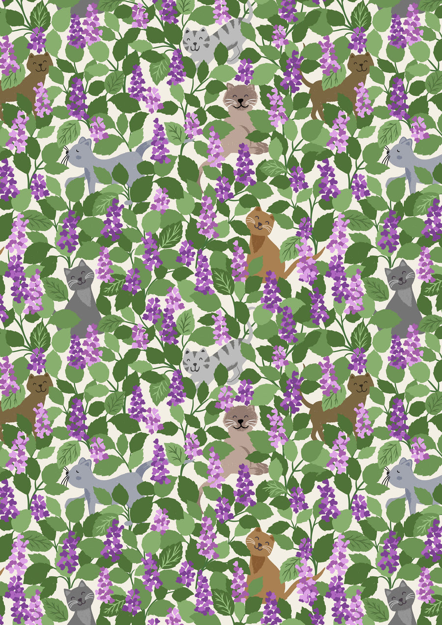 PURFECT BOOK CLUB: Catnip-Multi on Cream (1/4 Yard)