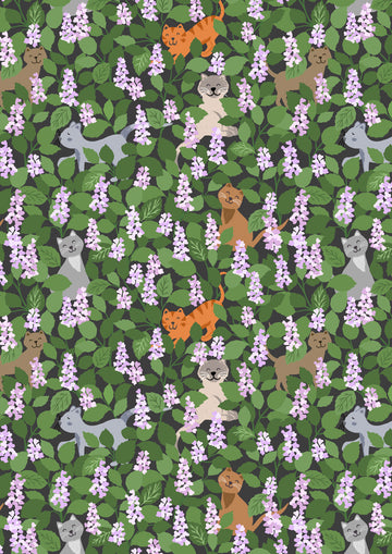 PURFECT BOOK CLUB: Catnip-Multi on Grey (1/4 Yard)