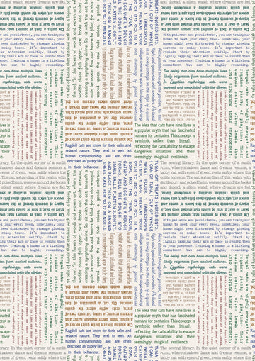 PURFECT BOOK CLUB: Cat Text-Multi on Cream (1/4 Yard)