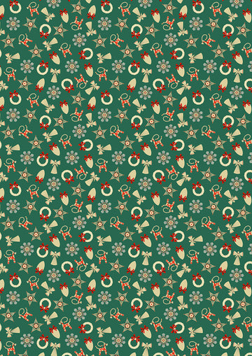 NORWEGIAN CHRISTMAS: Straw Decorations Small-Green (1/4 Yard)