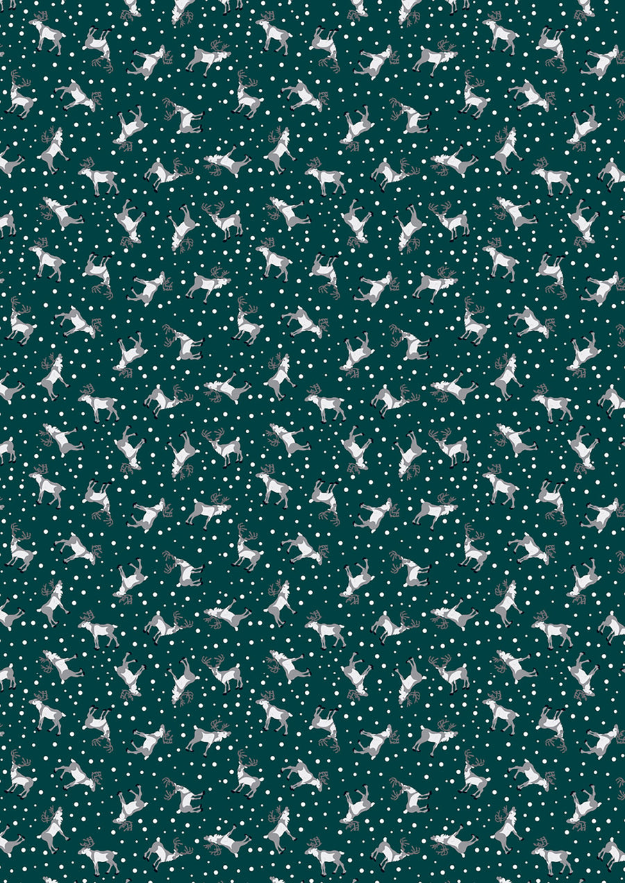 NORWEGIAN CHRISTMAS: Reindeer-Green (1/4 Yard)