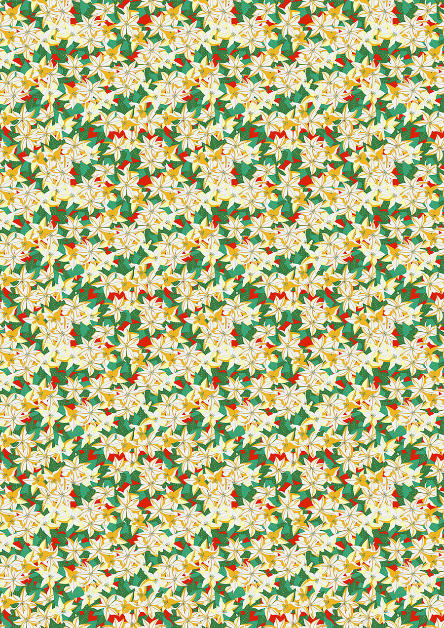 NORWEGIAN CHRISTMAS: Poinsettia-Green (1/4 Yard)