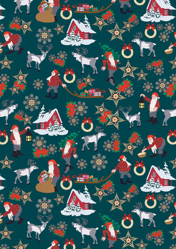 NORWEGIAN CHRISTMAS: Norwegian Christmas-Dark Green (1/4 Yard)