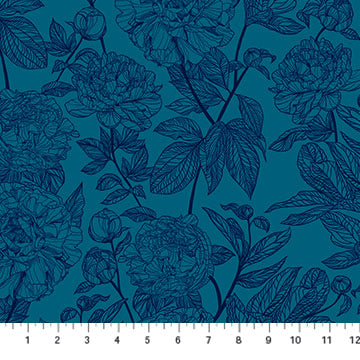 INDELIBLE: Peony-Ocean (1/4 Yard)