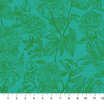 INDELIBLE: Peony-Jade (1/4 Yard)