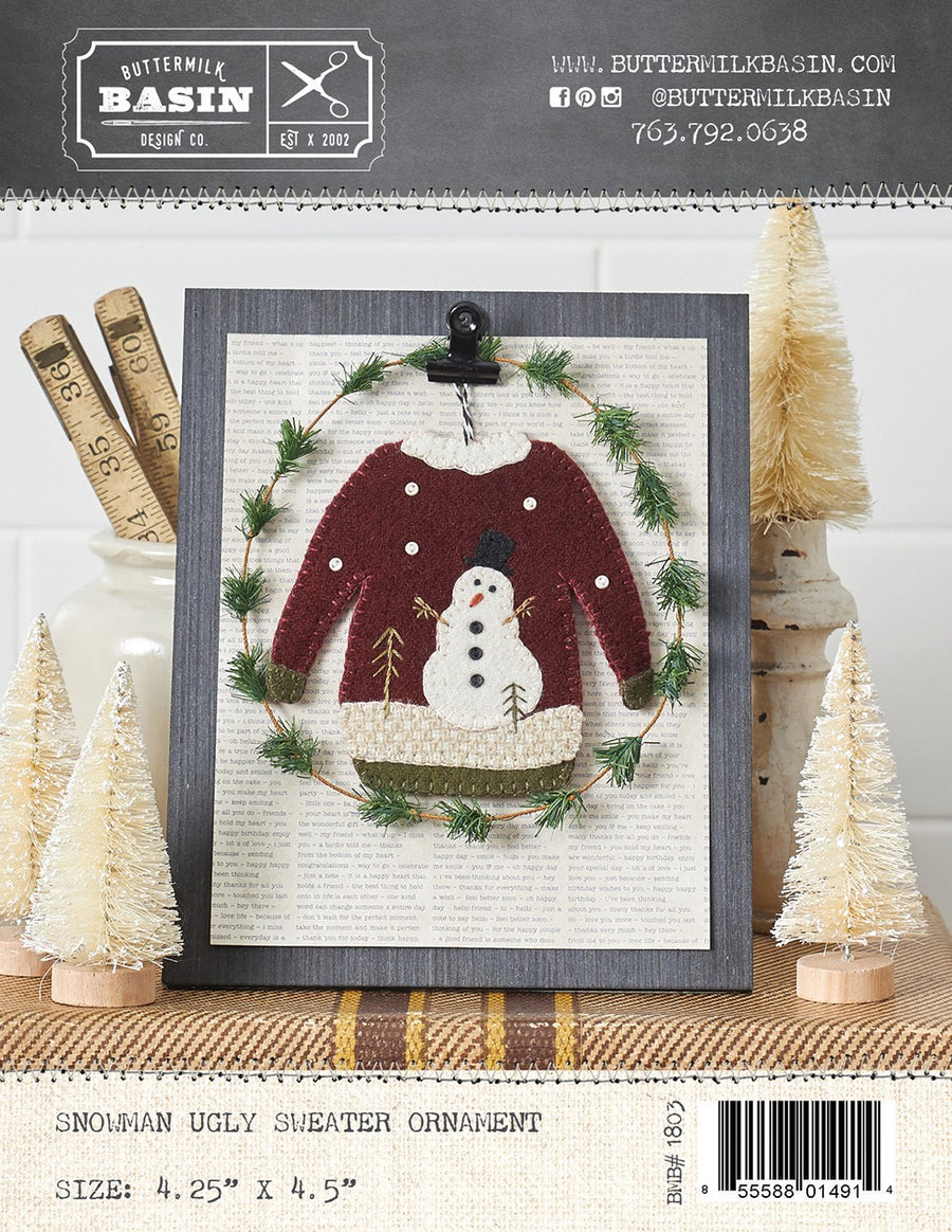 BUTTERMILK BASIN: Snowman Ugly Sweater Ornament