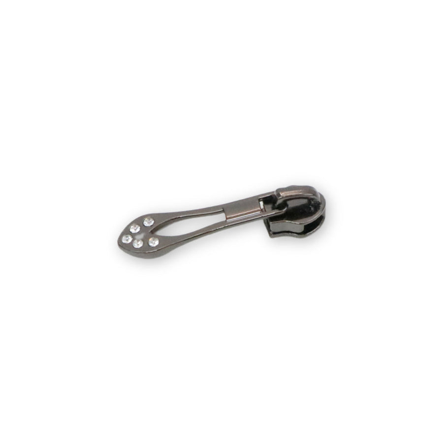 Sallie Tomato: Jeweled Tip Zipper Pull-Gunmetal
